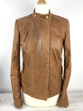 Esprit Tan Leather Biker Style Jacket. Size Uk10