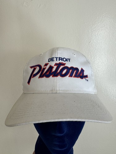 Vtg 90s DETROIT PISTONS NBA Snapback Hat Script Spellout The Twill Brand - Picture 5 of 8