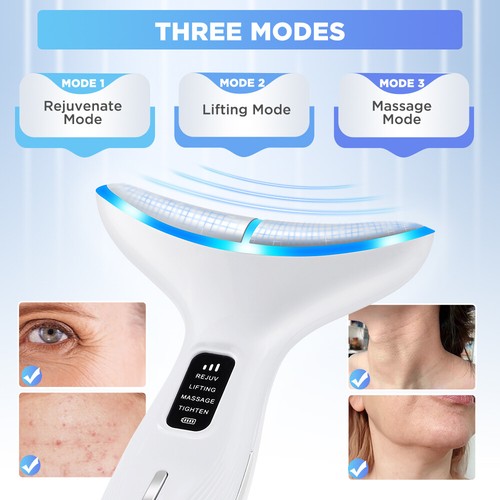 Gesichtsmassagegerät Gegen Falten,3 Farben LED Licht, 4 Modus Neck Beauty Device - Picture 7 of 16
