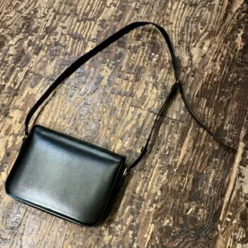 Auth CELINE Triomphe Medium - Black gold Shiny Calfskin Shoulder Bag from japan - Picture 6 of 10