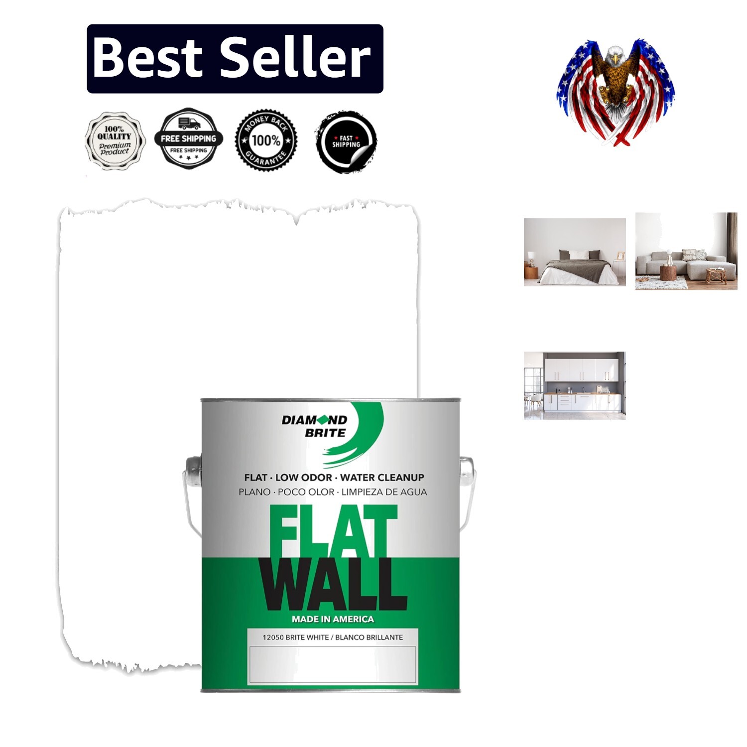 Premium Flat Latex Paint in Brite White - Eco-Friendly Interior Solution