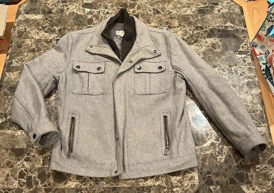 Michael Kors Mens Long Sleeve Zipped Pockets Pea Coat M PRISTINE WORN ONCE HEAVY
