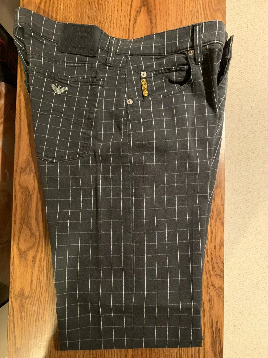 Armani Jeans Men's Black Checkered Jeans Size 34 / 32 Vintage