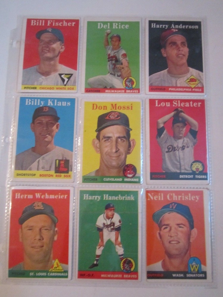 LOT OF (9) 1958 TOPPS BASEBALL CARDS - ASSORTED LOT - LOT 1 - LOT X
