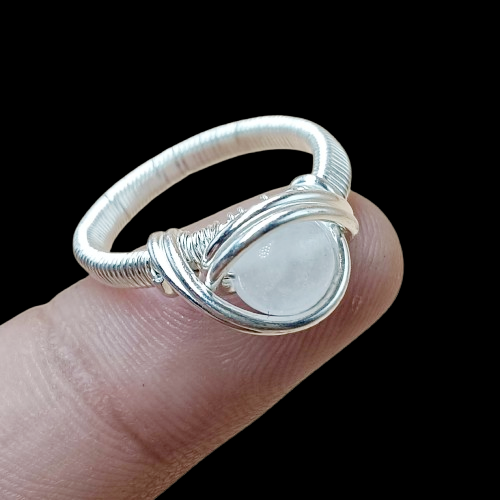 Healing Rainbow Moonstone Beads Copper Wire Wrap Handmade Pretty Ring Jewelry~ - Picture 1 of 2