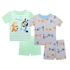 New Toddler Boy 4-piece Bluey "Tumble Sault" Shorts Pajama Set 2 3 4