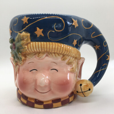 Susan Winget Certified International Christmas Elf Ceramic Mug - Use as Planter
