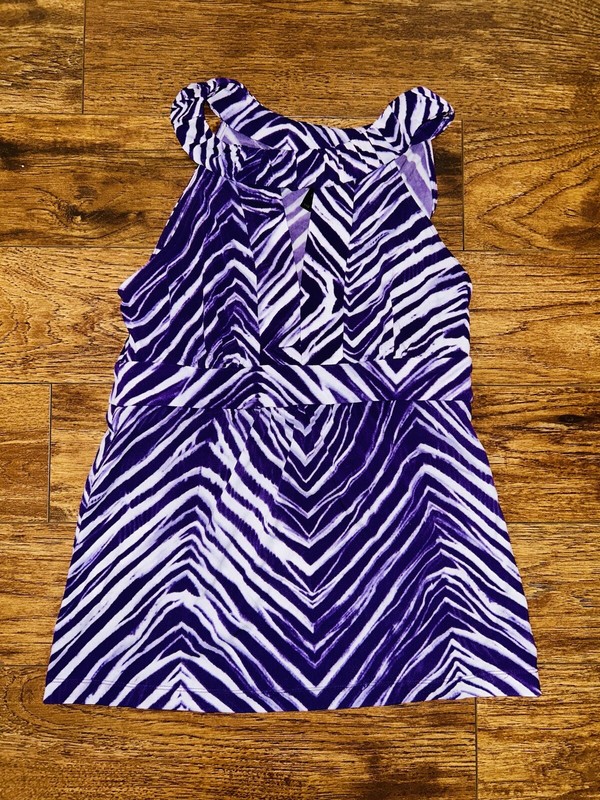 BCBG MAX AZRIA Purple And White Sleepless Animal Print Top Y2K XXS Shirt