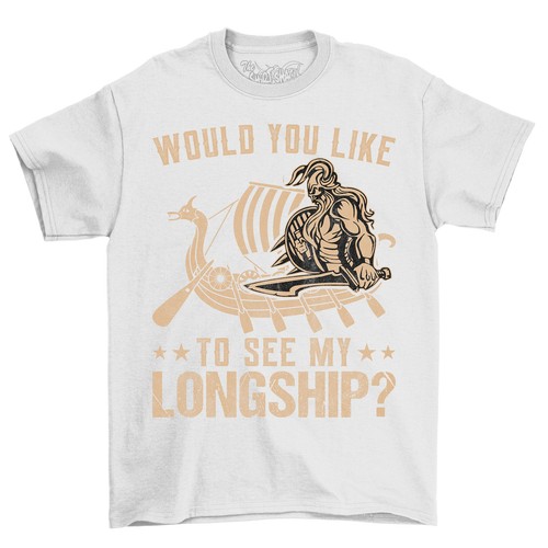 "¿Te gustaría ver mi Longship?" Divertida camiseta vikinga nórdica - 100 % algodón, U - Imagen 4 de 38