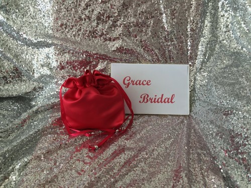 RUBY RED SATIN DOLLY BAG BRIDAL WEDDING MAID. PROMFLOWER GIRL*UK MADE/SELLER* - Picture 11 of 27