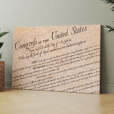 US Bill of Rights USA History 1776 America Constitution Canvas Wall Art Print