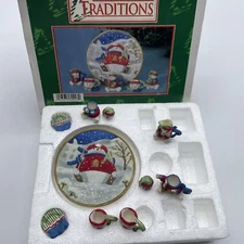 Vintage Traditions Snowman Miniature Decorative Tea Set Christmas