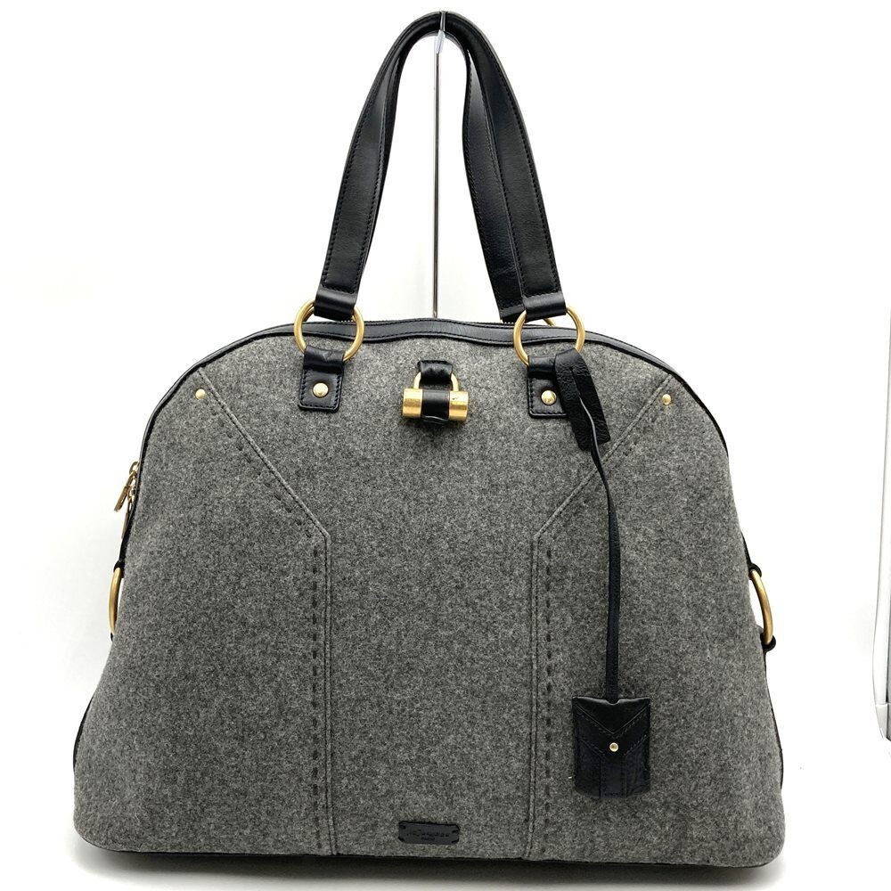 Borsa Yves Saint Laurent Boston in feltro grigia usata