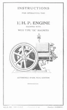 IHC McCormick Deering 1 1/2 HP Wico Type EK Magneto Engine Operating Instruction