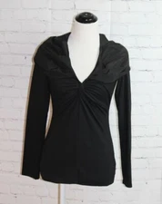 S ~ CAbi Top Twist Front W/Nylon Shawl Collar Long Sleeve Sz S