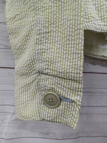 AT LAST Seersucker Striped Blazer Jacket Lined Girls Green White Striped Sz S - Picture 4 of 11