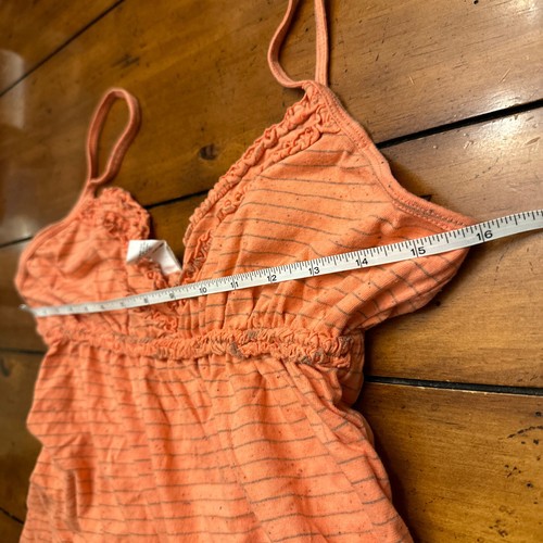 Vintage Y2K Women's Orange Stripe Feminine Babydoll Tank Top Large BKE - Picture 10 of 14