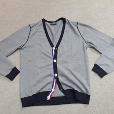 Psycho Bunny Sweater Small Gray Cardigan Grandpa