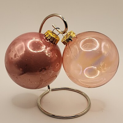 Vintage West Germany Mercury Glass And KC Iridescent Globes 3''+ Both Pink 2/Set