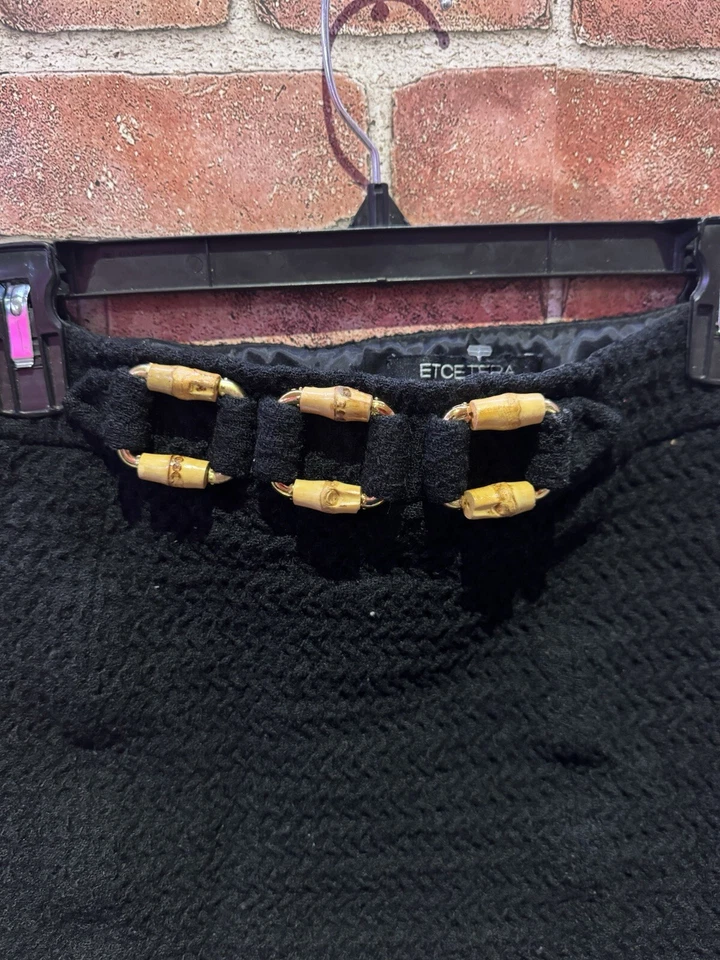 Minifalda recta Etcetera para mujer 100 % lana adornada negra lisa preppy talla 6 Foto 3 de 4