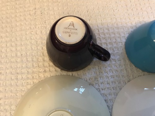 Konfetti - 4 Tassen, 6 Untertassen, 6 Beilagenteller - Royal Copenhagen Aluminia 50er Jahre - Bild 15 von 17