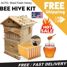 Cedarwood Auto Seep Bee Hives Bee House Boxes + 7 Plastic Beekeeping Frames Gift