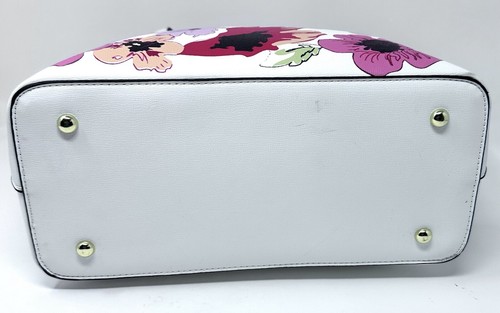 NWOT Adrienne Vittadini Purse Tote Bag Vegan Leather White Poppy Garden Floral - 第 10/19 張圖片