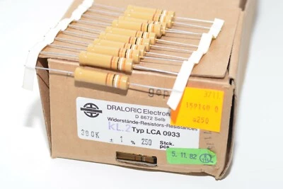 10x Vintage Widerstand Draloric Typ LCA0933, 390 kOhm / 2 W, Tube Amplifier, NOS - Bild 1 von 2