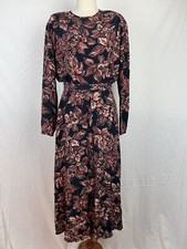 Vintage Jones New York Short Blouse and Skirt Set Black Pink Floral Size 8 10