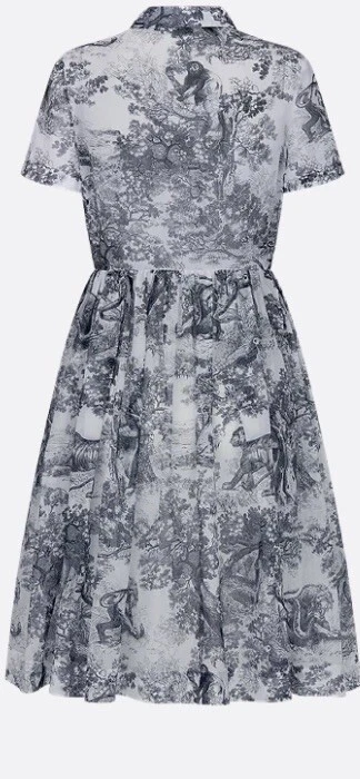 Vestido G1N sin etiquetas Orig4600 Dior Blanco y Azul Marino Toile de Jouy Muselina Talla Foto 2 de 4