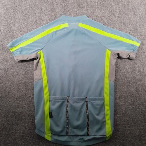 Trek Cycling Jersey Mens L Gray Green 1/2 Zip Bottle Pockets Lightweight Active - Picture 2 of 7