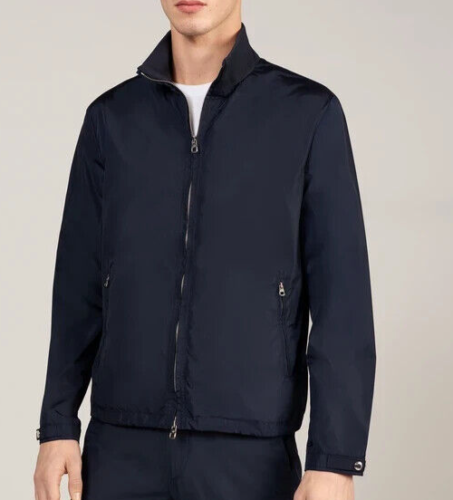 Dunhill Lightweight windbreaker Navy Blue Harrington Jacket Mock Neck L Large