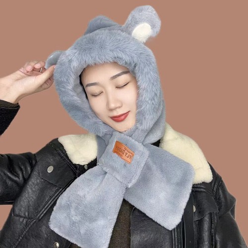 Cap Scarf Thickening Plush Beanie Hat Scarf Casual Ear en ligne Protection Cap-*