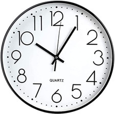 12 Inch Wall Clock Modern Non-Ticking Silent Quartz Decorative with Large Number