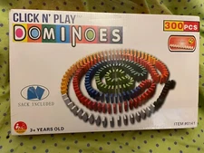 Click N' Play 300-piece Rainbow Dominoes with Holder & Sack NEW Great for Kids!