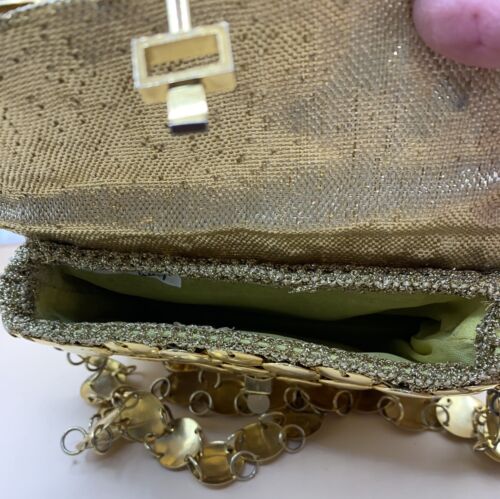 Vintage Made In Italy 60's GOLD Metal Disc Handbag Paco Rabanne inspired - Picture 10 of 12