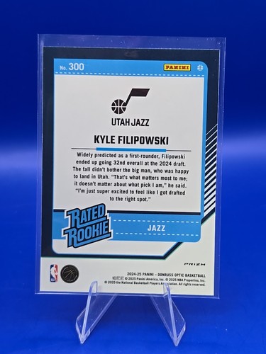 2024-25 Panini Donruss Optic Rated Rookie Purple Kyle Filipowski #300 (RC) Jazz - Picture 2 of 2