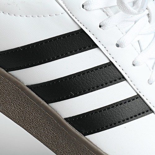 Mens Adidas VL Court Trainers All Sizes White Black Leather BNIB AVLCWBG - Picture 2 of 15