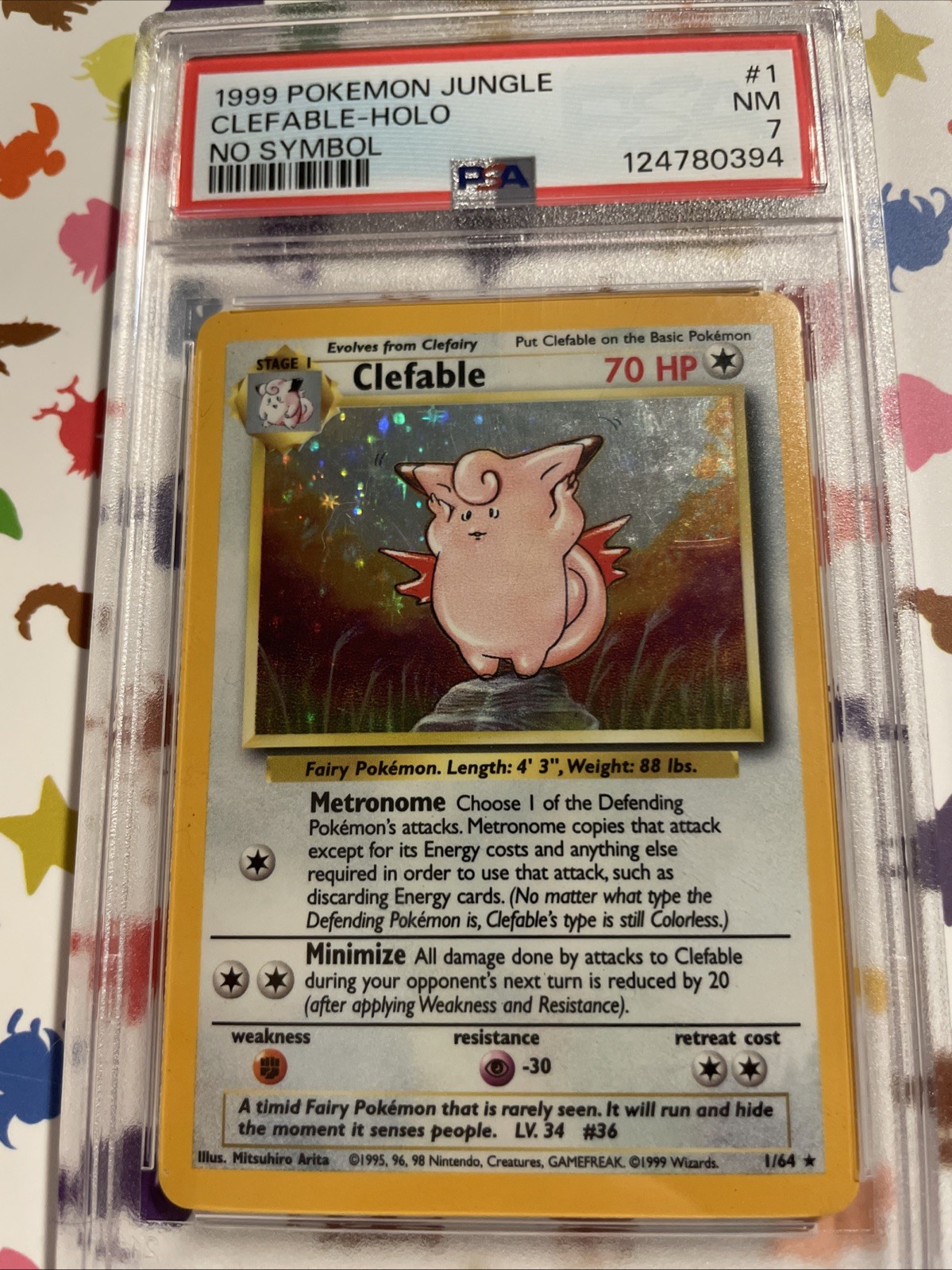 PSA 7 Near Mint Clefable HOLO NO SYMBOL ERROR Pokemon Jungle WOTC 1999 1/64