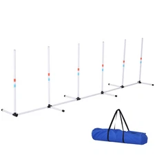 PawHut Adjustable Dog Agility Training Obstacle Set with Weaves Poles and Storag