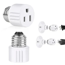Outlet Light Socket Adapter, E26 Light Bulb to Plug Converter
