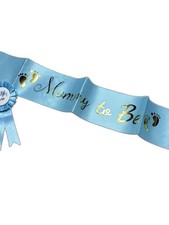"Mommy to Be" Sash  "Daddy to Be" Rosette Pin Baby Shower Set Light Blue