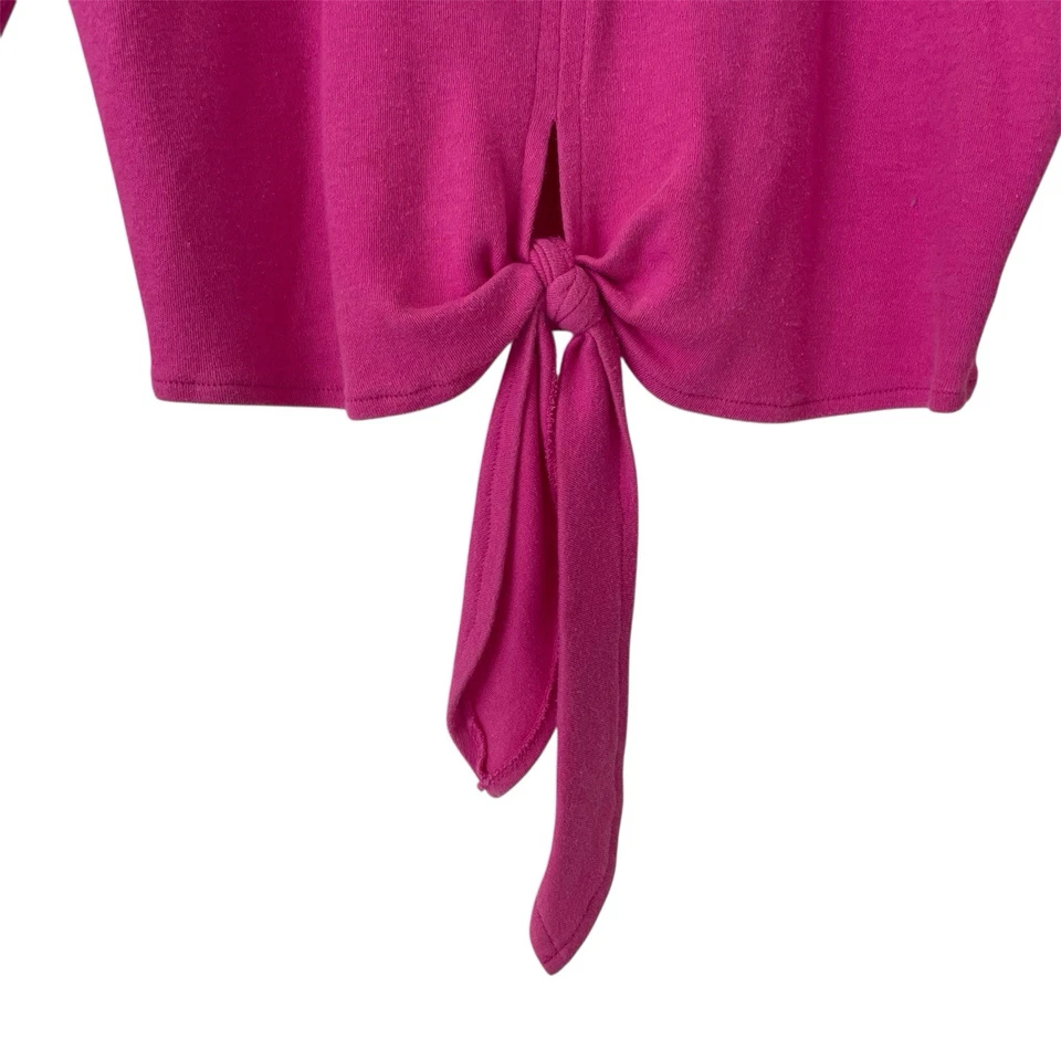 Blusa corta Christian Dior vintage años 80 S rosa manga 3/4 corbata delantera diseñador Foto 4 de 4