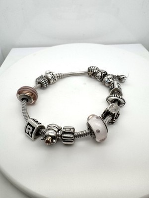 Authentic SS 925 Pandora Bracelet With 12 Authentic Charms 53 Grams
