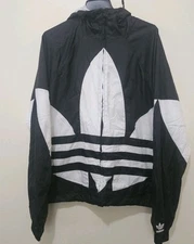 VINTAGE Adidas BIG TREFOIL TRACK TOP Jacket FM9892 Black White XL NWT