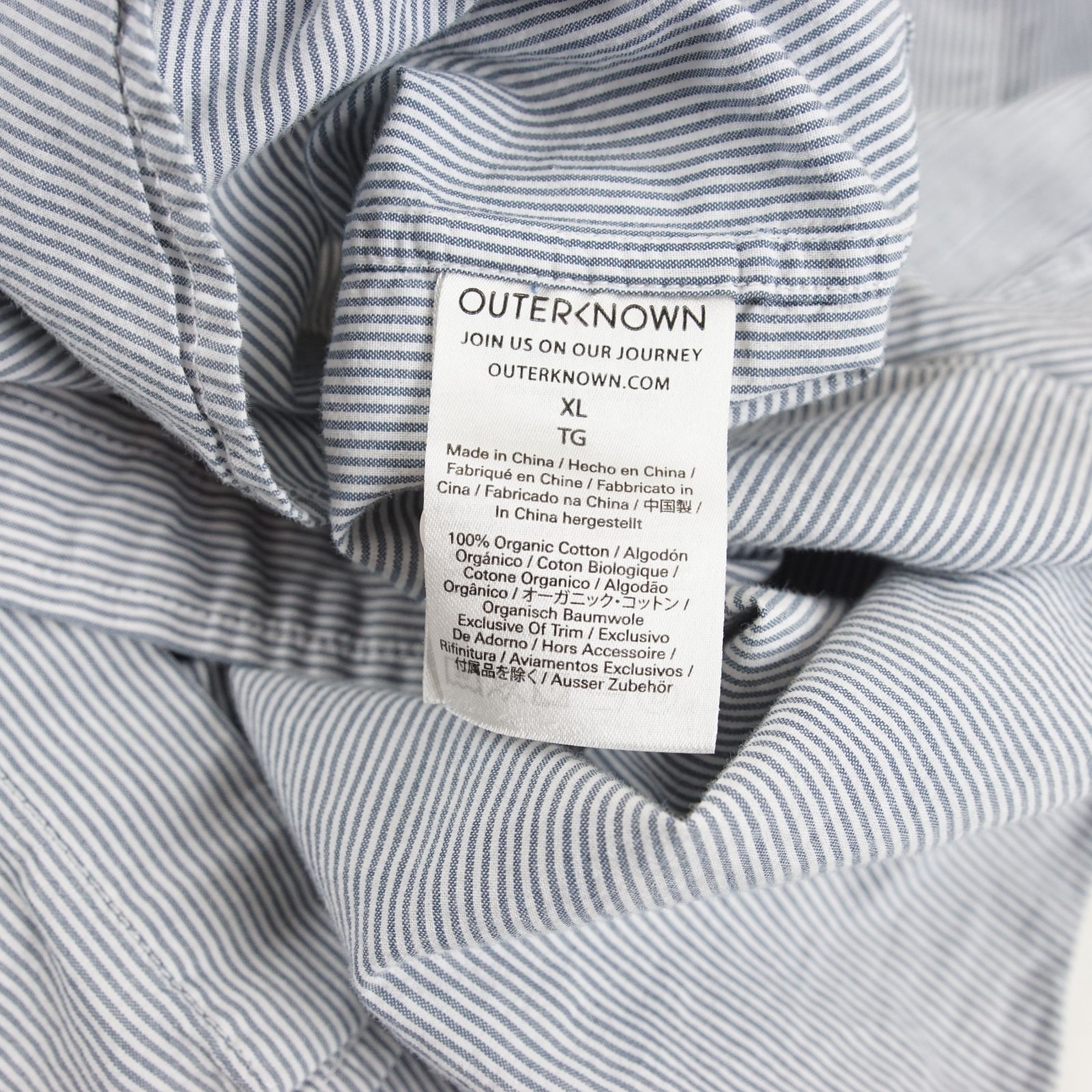Outerknown Long Sleeve Button Down Striped Blue S… - image 7