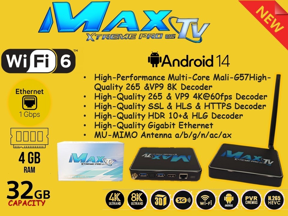 MaxTV Xtreme PRO 25 5G 8K QUAD CORE 64BIT ANDROID Box MaxTV 2025
