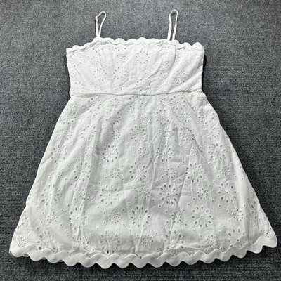 Francesca s Ric Rac Eyelet Stricracey Dress Women s Size L Sundress White-NEW