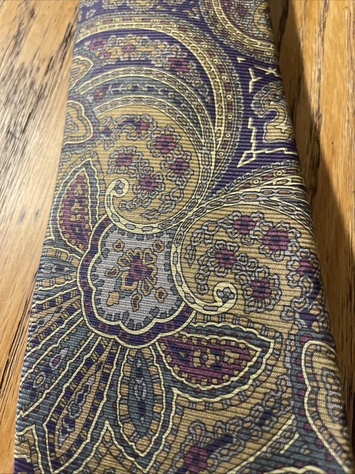 Corbata de seda vintage usada en excelente estado M. Pendleton para Mark Shale cachemira hecha a mano en Italia Foto 3 de 4