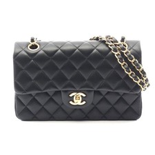 Chanel Lambskin Matelasse W Flap Shoulder Bag Women Black One Size 679154